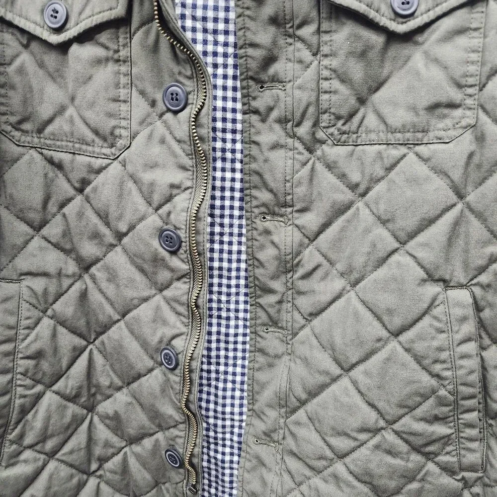 Levis Diamond Quilted Shirt Jacket Mens Medium Green Zip Button Gorpcore Utility